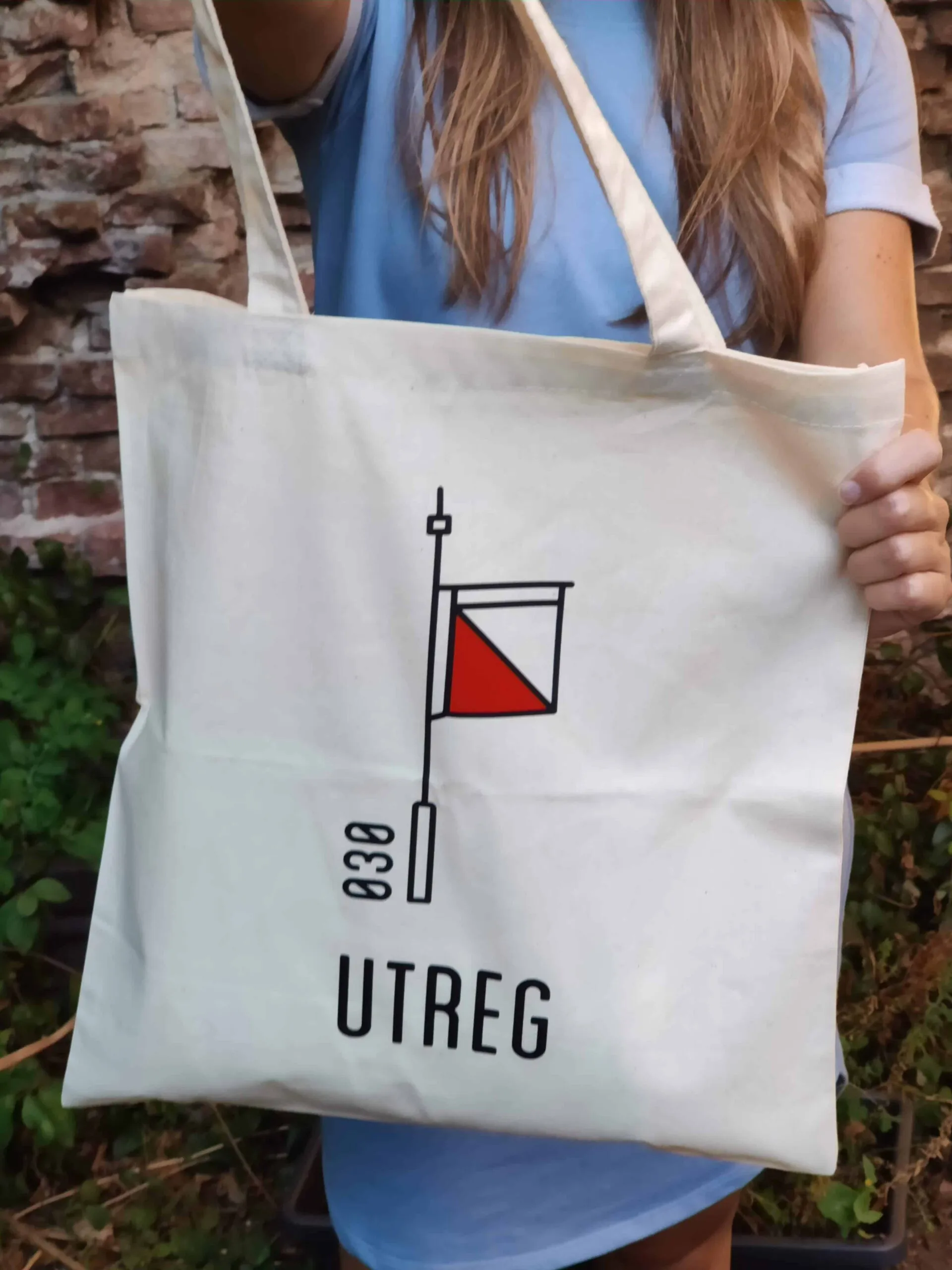 Katoenen tote bag met de rood-wit-rode vlag van Utrecht
